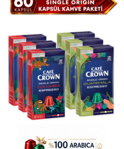 Cafe Crown 60'lı Single Origin Espresso Kapsül Kahve Tanışma Paketi Guatemala + Kolombiya ( Nespresso Uyumlu Alüminyum Kapsül Kahve)