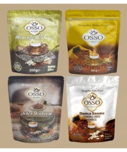 OSSO KAHVE 4'lü Set Osmanlı Kahvesi + Damla Sakızlı Dibek Kahvesi + Dibek Kahvesi + Menengiç Kahvesi