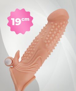 Alternative view of Lolita Shop Uzatmalı Uyarıcı Tırtıklı Titreşimli 3 Cm Dolgulu 19 Cm Testis Tutacaklı Realistik Penis Kılıfı