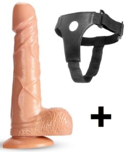 Lolita Shop Ultra Yumuşak Damarlı 17 Cm Uzunluğunda Belden Bağlamalı Kemerli Realistik Penis Dildo