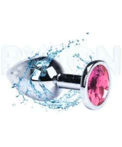 Byzon Paslanmaz Çelik Gümüş Metal Rose/Pembe Mücevher Taşlı 9 Cm Lüks Büyük BoyAnal Plug