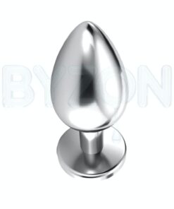 Alternative view of Byzon Paslanmaz Çelik Gümüş Metal Rose/Pembe Mücevher Taşlı 9 Cm Lüks Büyük BoyAnal Plug