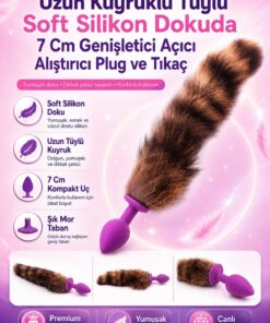Lolita Shop Uzun Kuyruklu Tüylü Soft Silikon Dokuda 7 Cm Anal Genişletici Açıcı Alıştırıcı Anal Plug ve Tıkaç