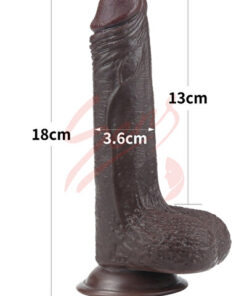 Erotica 18 CM Hareketli Deri Ultra Yumuşak Dokulu Çıkar-Tak Vantuzlu Yapay Penis Realistik Dildo 3.6 CM - Görsel 3