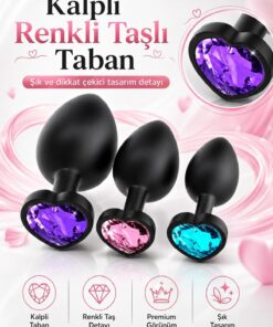 Alternative view of Lolita Shop Soft Silikon Dokuda Kalpli Renkli Taşlı 3 Farklı Boyutta Anal Alıştırıcı Genişletici Plug Tıkaç Set