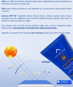 LOVECRA GÜNEŞ KREMİ SPF 50+ Yüksek UVA/UVB Koruma Yağsız Yaşlanma ve Leke Karşıtı Yüz Kremi 50ml - Görsel 2