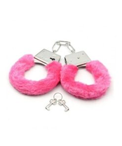 Fetiş Fantezi Pembe Peluşlu Metal Kelepçe - Görsel 3