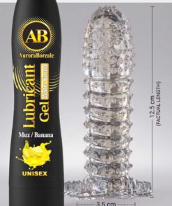 AuroraBoreale Premium 125 ML Muzlu Kayganlaştırıcı Jel Şeffaf Kılıf Tırtıklı Prezervatif 2 li Set