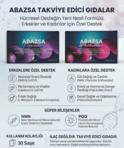 PHARMALEAF İLAÇ VE KOZMETİK Abazsa Men 30 Saşe Vitamin C D Vitamini B12 Çinko Ginseng Resveratrol NMN Koenzim Q10 Takviye - Görsel 3