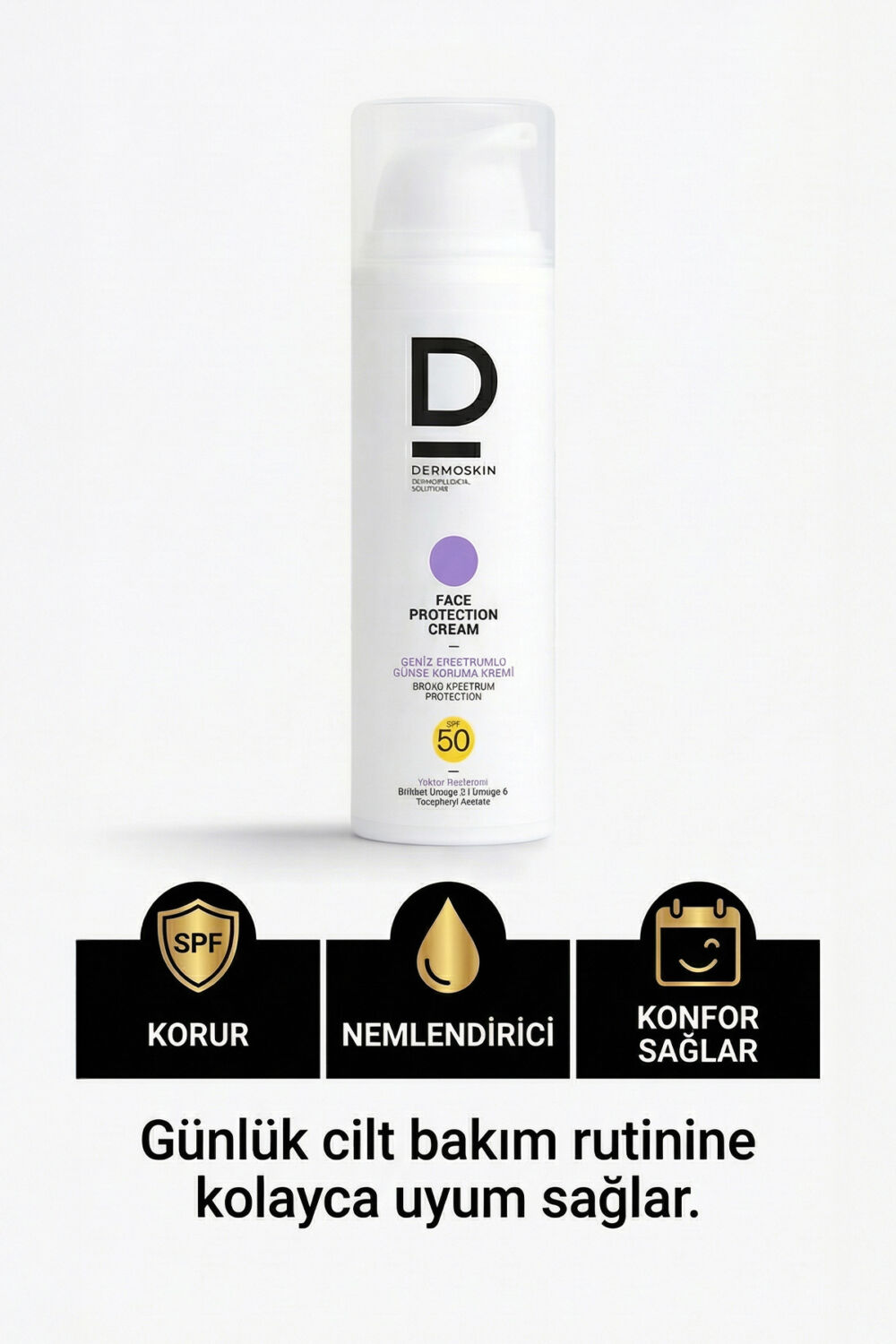 Dermoskin Face Protection Cream Spf 50+ | Nemlendirici Yüz Güneş Kremi | Suya Dayanıklı | 50 ml - Görsel 3