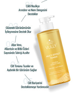 VULLY Alkolsüz Gözenek Sıkılaştırıcı-Aydınlatıcı-Leke-Akne Karşıtı-Nemlendirici Multi Effect Tonik 200Ml - Görsel 3