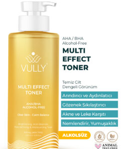 VULLY Alkolsüz Gözenek Sıkılaştırıcı-Aydınlatıcı-Leke-Akne Karşıtı-Nemlendirici Multi Effect Tonik 200Ml