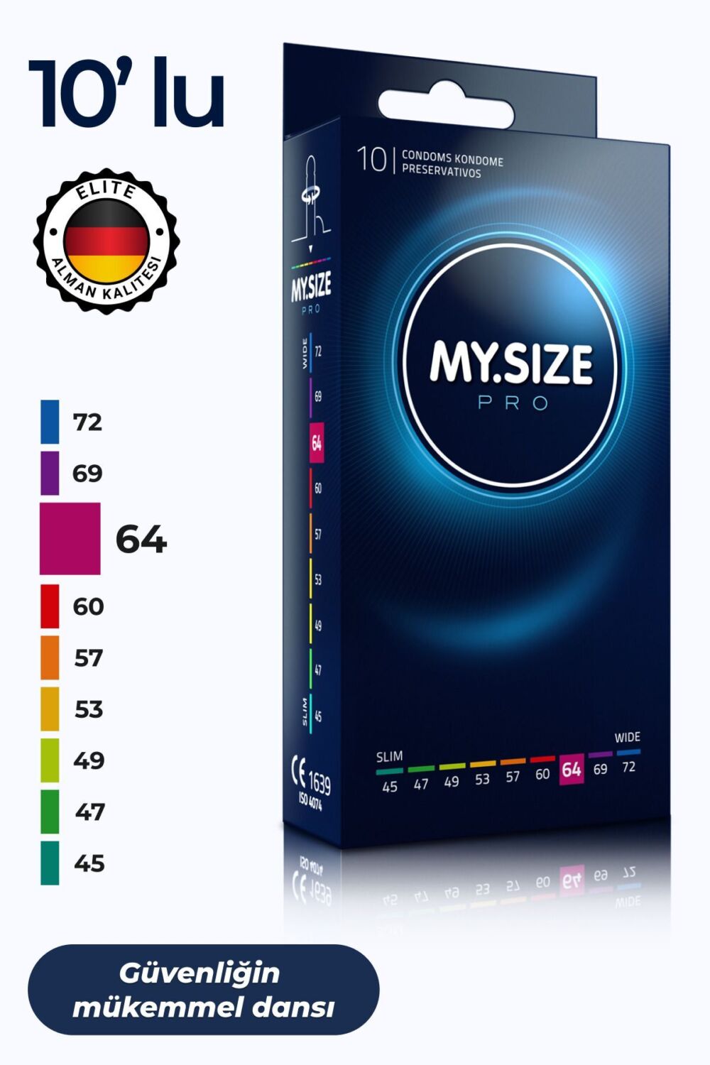 Mysize PRO Prezervatif - Alman Kalitesi - Ultra Ince - 10'lu - 64 Beden