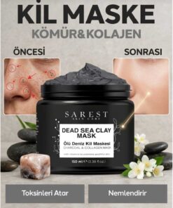 Sarest skincare Ölü Deniz Kil Maskesi Kolajen Siyah Nokta Karşıtı Ölü Deriden Arındırır Yüze Canlılık Sağlar 150g