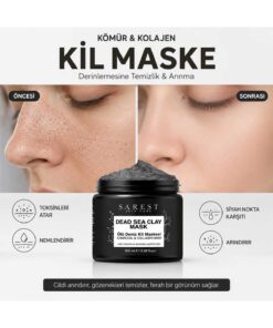 Sarest skincare Ölü Deniz Kil Maskesi Kolajen Siyah Nokta Karşıtı Ölü Deriden Arındırır Yüze Canlılık Sağlar 150g - Görsel 2
