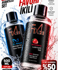 FixCla Natural & Çilek Aromalı Kayganlaştırıcı Jel Seti 250 ml x 2 – Su Bazlı, Uzun Kayganlık