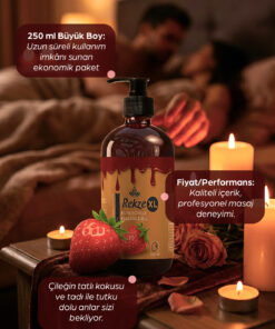 Rekze Çilekli Yenilebilir Masaj Yağı 250 ml Etkili Ve Erotica Zar Poz Çarkı Seti - Görsel 3