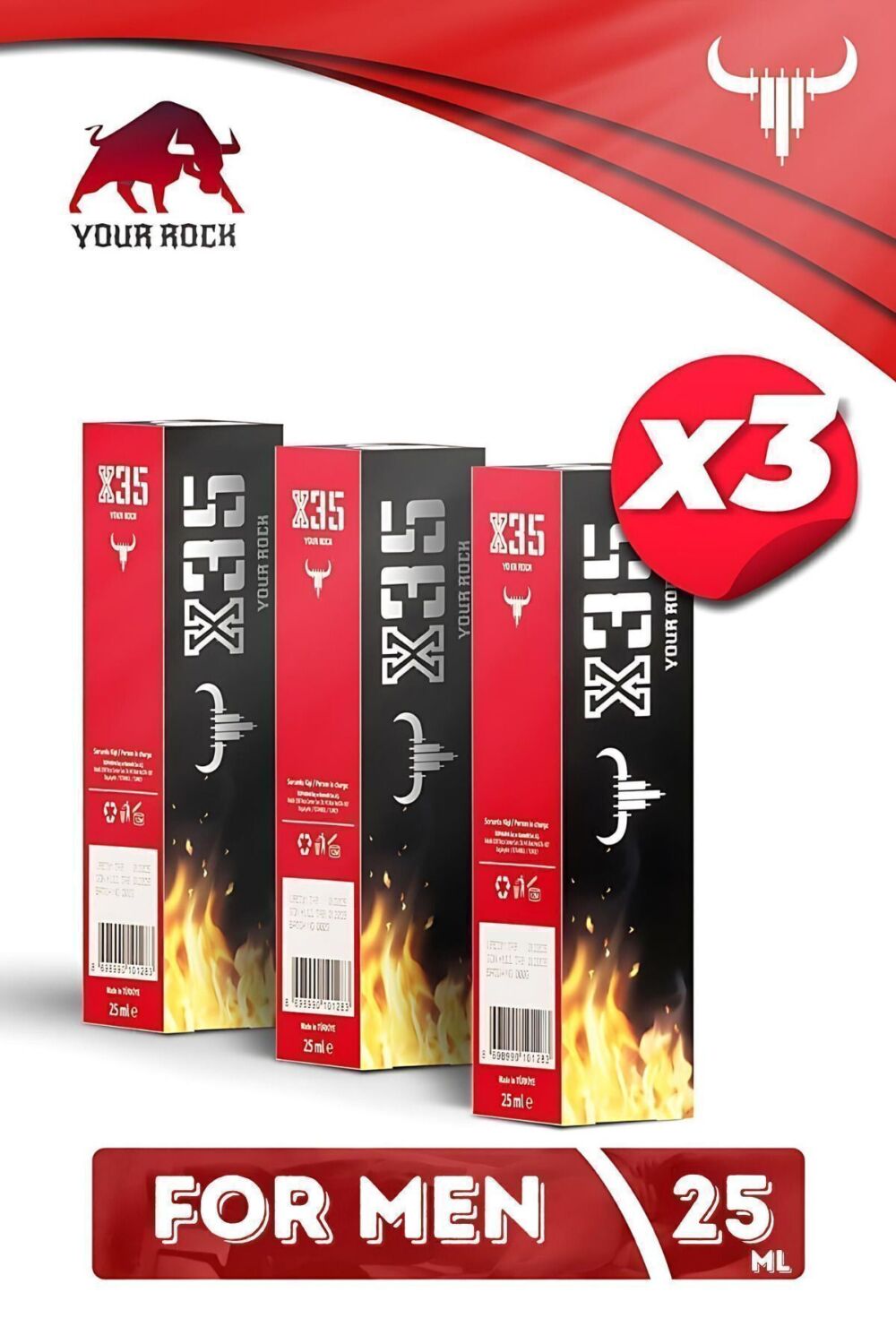 X35 YOUR ROCK Erkek Uzun Deneyim Masaj Sprey - Long Time Massage Sprey Formen 25 ml X 3 Adet