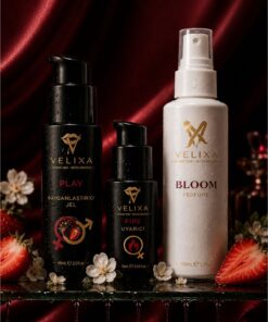VELIXA 3’lü Set – Çilekli Kayganlaştırıcı Jel, Kadın Uyarıcı Jel & Genital Parfüm