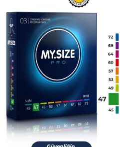 Mysize PRO Prezervatif - Alman Kalitesi - Ultra Ince - 3'lü - 47 Beden