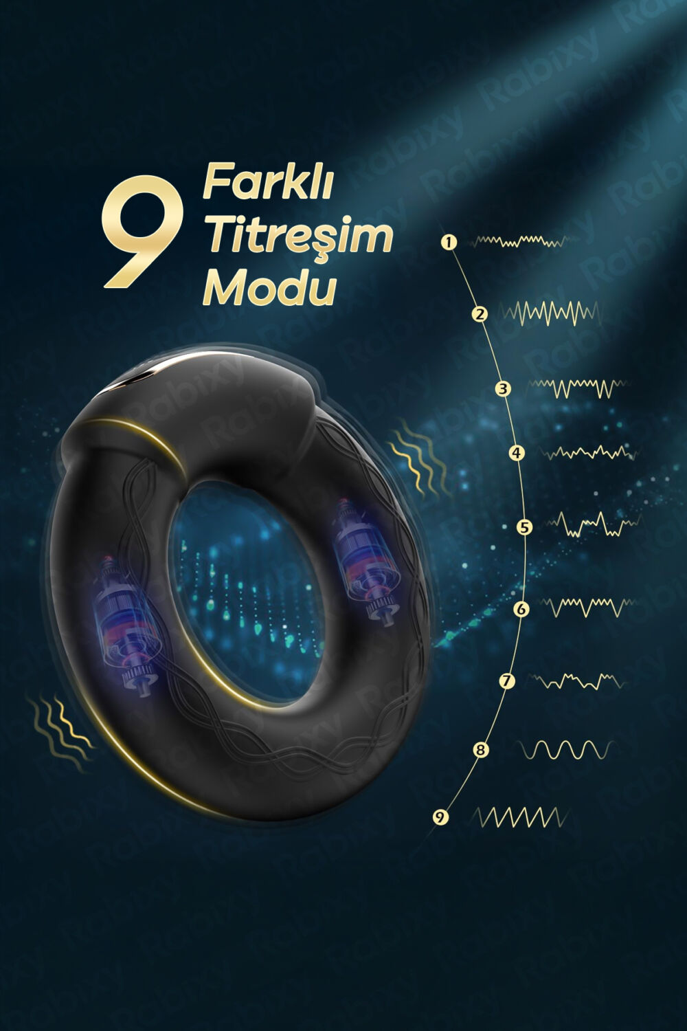 Rabixy Mobil Uygulamalı Titreşimli Isıtmalı Penis Halkası - Görsel 3