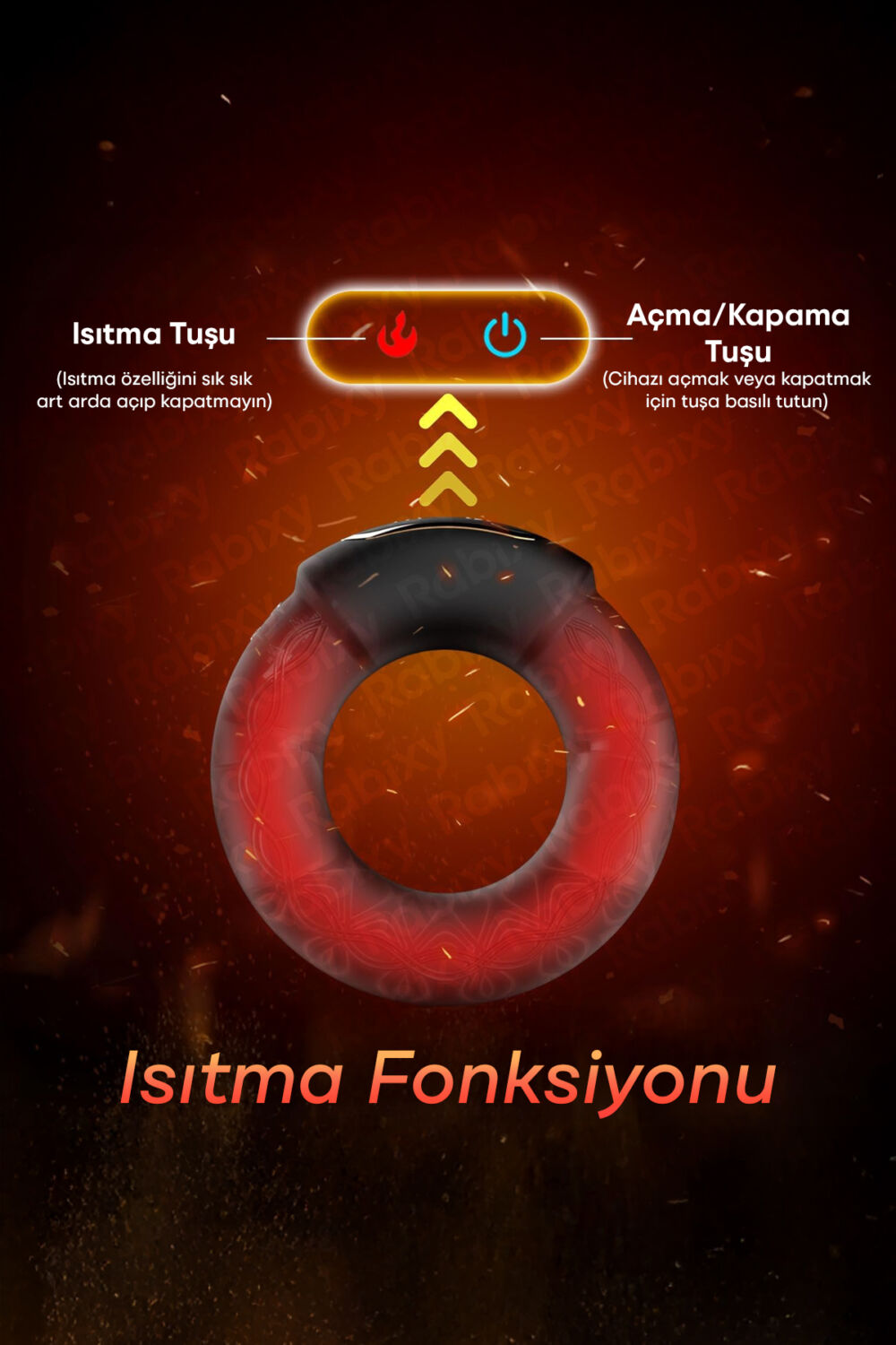 Rabixy Mobil Uygulamalı Titreşimli Isıtmalı Penis Halkası - Görsel 2