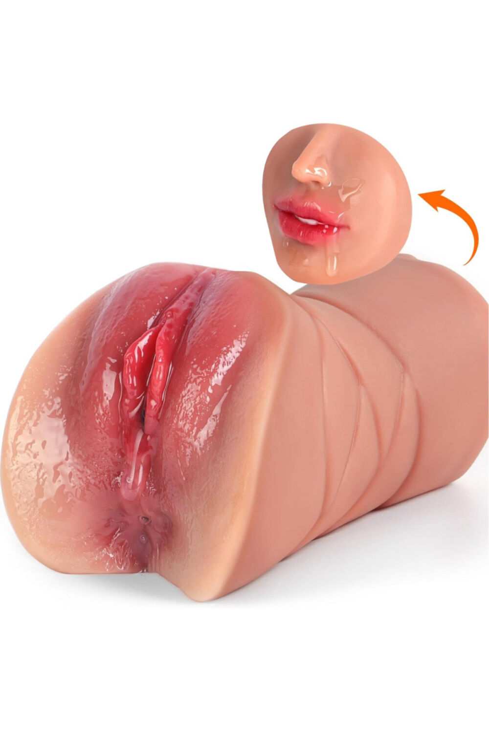 Erotica 3 Girişli Gerçekçi Ağız Anal Vajina 3 In 1 Saklanabilir Boyut Et Dokusunda Suni Vajina Mastürbatör