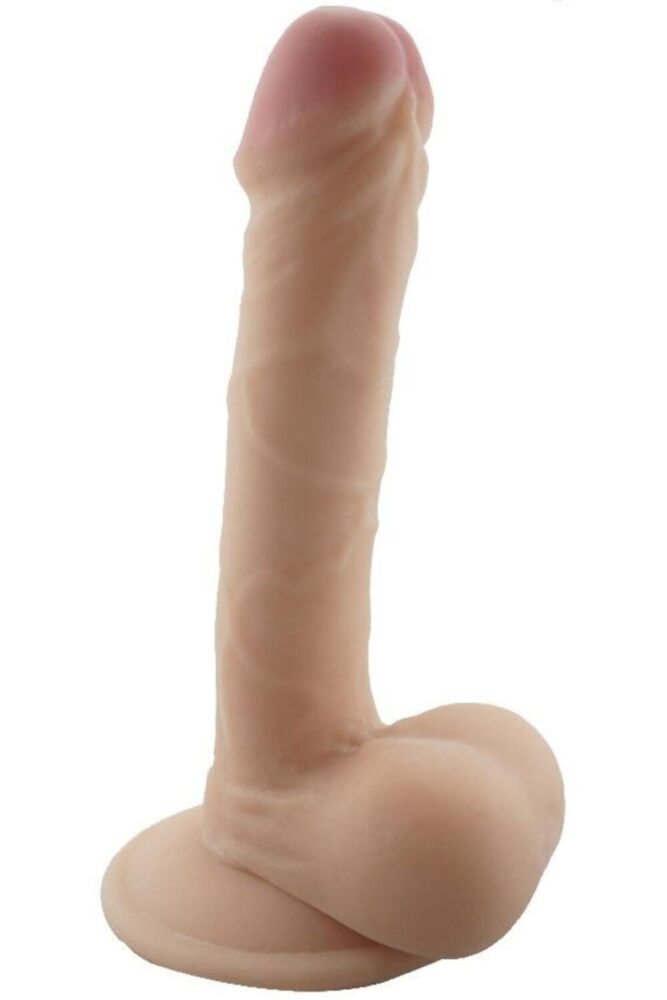 Lolita Shop Ultra Gerçekçi Doku Hissiyatı 19.5 Cm Güçlü Vantuzlu Testisli Penis Yumuşak Ten Doku Realistik Dildo