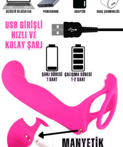 Alternative view of Erotica Kumandalı Şarjlı Çift Penetrasyon Testis Ve Penis Halkalı Anal Vajina Klitoris Uyarıcı Vibratör
