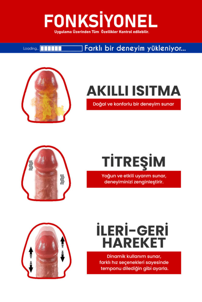 Vdude APP Kontrollu Şarjlı Akıllı Isıtmalı İleri Geri Hareketli Penis Vibratör - Görsel 2