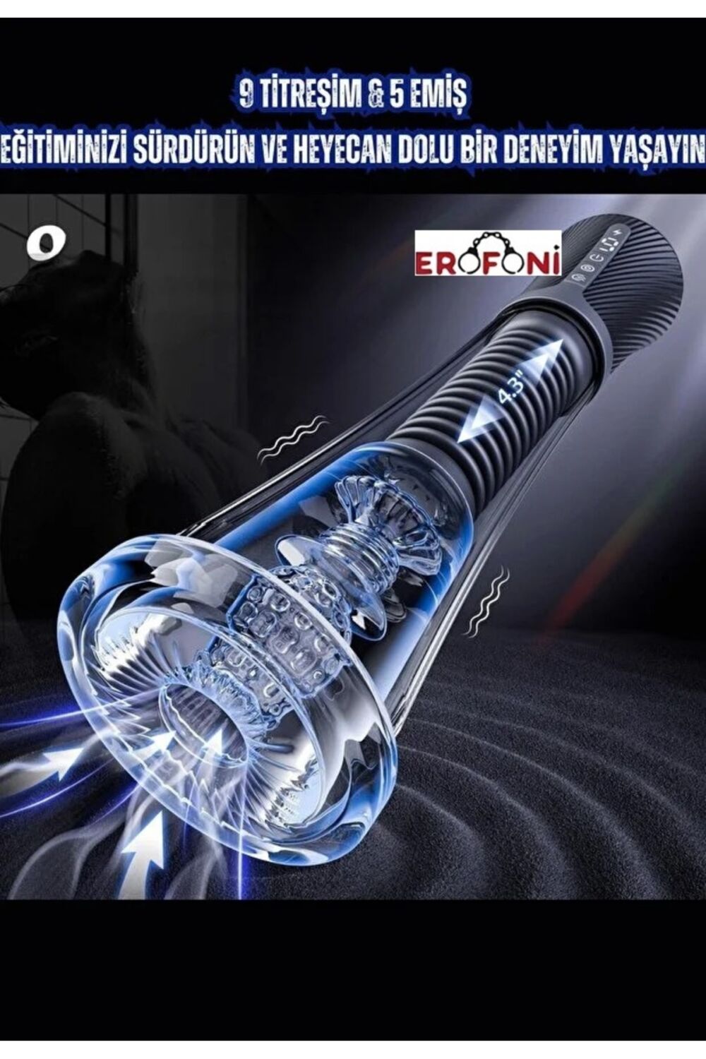 Erofoni Telefon Kontrollü Usb Şarjlı 22 Cm Emişli Titreşimli Otomatik Vakumlu 3 in 1 Mastürbatörlü Akıllı Penis Pompası - Görsel 2