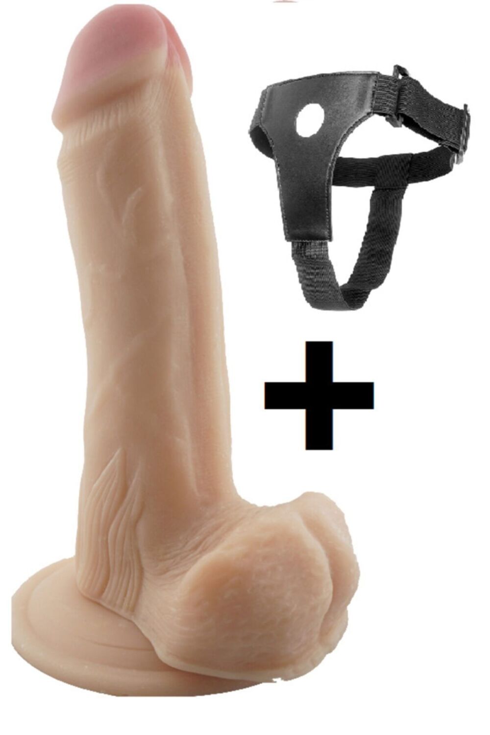 Lolita Shop Kalın Gerçekçi Dokuda 18 Cm Belden Bağlama Kemerli Ultra Soft Dokuda Realistik Penis - Görsel 3