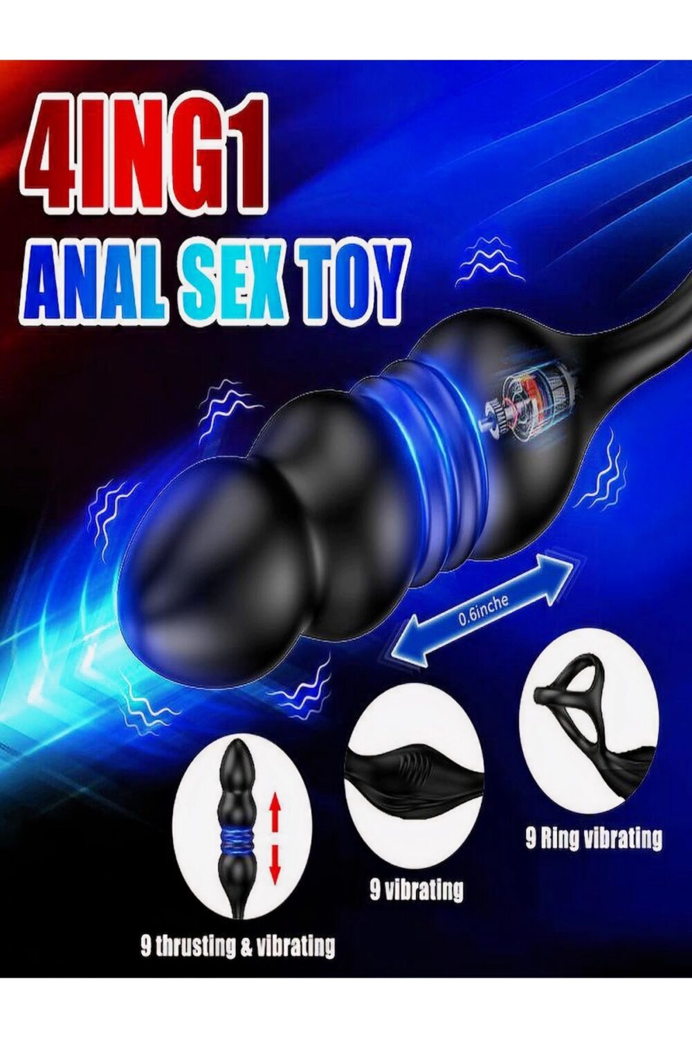 Buso Uzaktan Kumandalı Şarjlı Penis Halkası - İleri Geri Hareketli Boğumlu Perine Vibratörü - Görsel 3