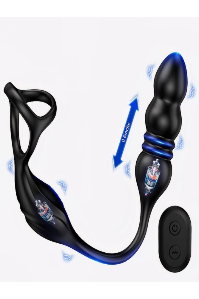 Buso Uzaktan Kumandalı Şarjlı Penis Halkası - İleri Geri Hareketli Boğumlu Perine Vibratörü