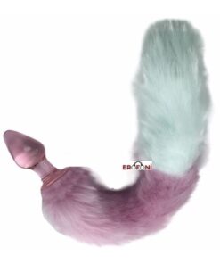 Alternative view of Erofoni Uzun 35 Cm Pink Peluş Erofoni Tüy Kuyruklu 10 Cm Kalın Cam Yapı Anal Gevşetici Alıştırıcı Plug