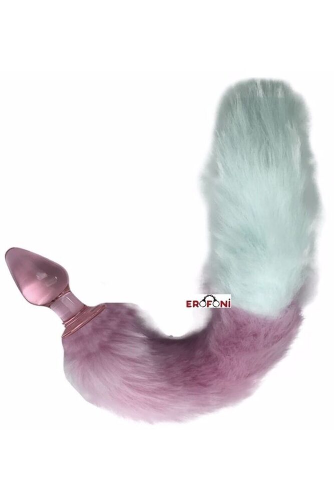 Erofoni Uzun 35 Cm Pink Peluş Erofoni Tüy Kuyruklu 10 Cm Kalın Cam Yapı Anal Gevşetici Alıştırıcı Plug - Görsel 2