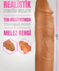 Lolita Shop Et Dokusunda Esnek 3 Cm Uzatmalı Dolgulu 17 Cm Gerçekçi Ten Hissi Realistik Melez Penis Dildo Kılıfı