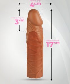 Lolita Shop Et Dokusunda Esnek 3 Cm Uzatmalı Dolgulu 17 Cm Gerçekçi Ten Hissi Realistik Melez Penis Dildo Kılıfı - Görsel 3