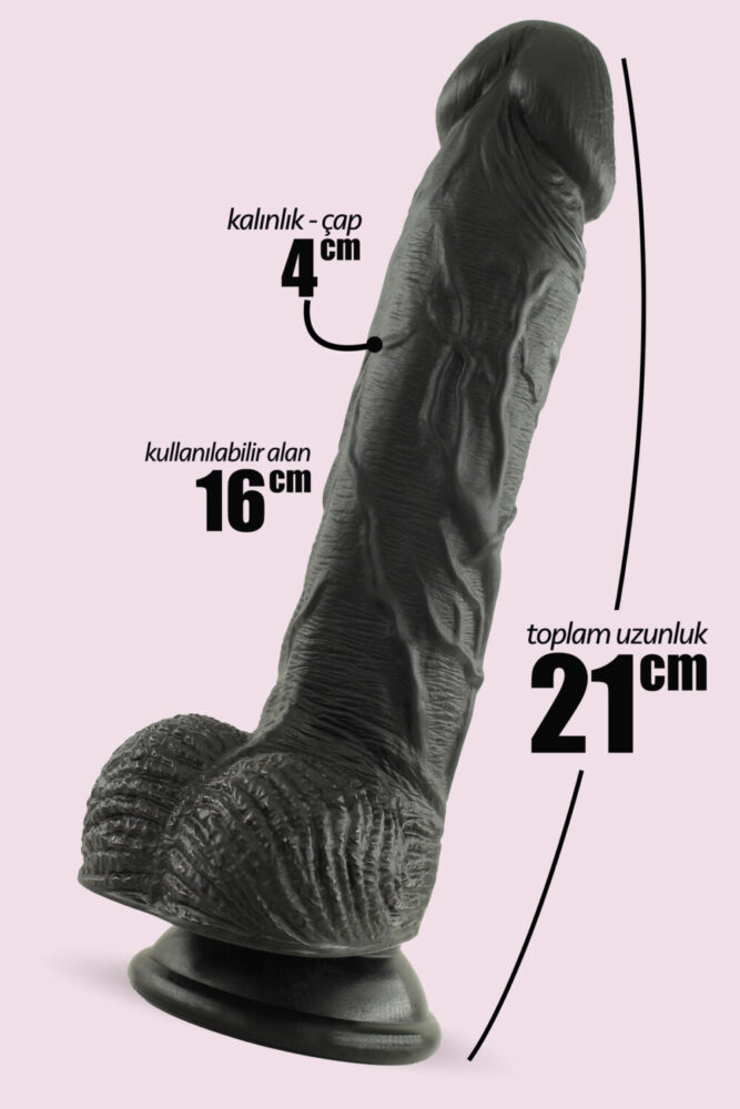 FEMSTAR Zenci Gerçekçi Et Dokulu 21 cm Büyük Kalın Strapon Kemerli Penis Takma Siyah Belden Bağlamalı Dildo - Görsel 2