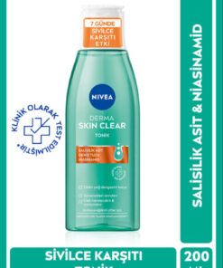 NIVEA Sivilce Karşıtı Tonik Derma Skin Clear 200ml,Niasinamid,Salisilik Asit,Arındırıcı,Karma,Yağlı Cilt