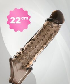 Alternative view of Lolita Shop Uzatmalı 3.5 Cm Dolgulu Uyarıcı Tırtıklı Siyah Silikon Dokuda 22 Cm Testise Tutacaklı Penis Kılıfı