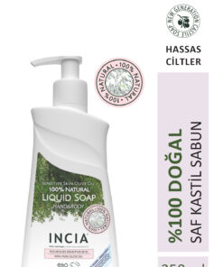 INCIA 0 Doğal Sıvı Kastil Sabunu Hassas Ciltler İçin Zeytinyağlı 10 Bitkisel Değerli Yağ Vegan 250 ml