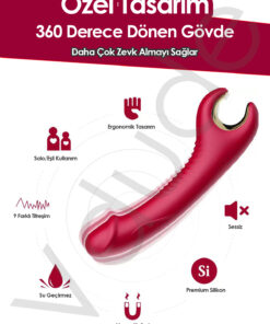 Vdude Şarjlı G Noktası Oyuncak 360° Döner Başlık, Titreşim + Rotasyon, Sessiz ve Ergonomik Tasarım - Görsel 3