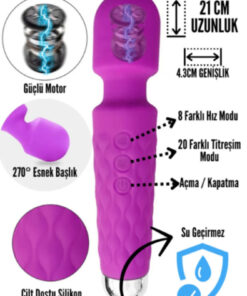 AteşTech 20 Modlu Su Geçirmez Female Wand Massager Şarjlı Vibratör Titreşimli Dildo