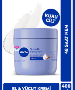 NIVEA Smooth Sensation El ve Vücut Bakım Kremi 400ml, Kuru Ciltler İçin 48 Saat Nemlendirici