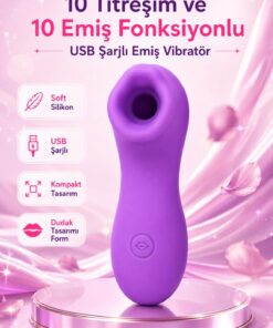Lolita Shop Dudak Tasarımlı Usb Şarjlı Soft Silikon Dokuda 10 Farklı Titreşim Emiş Fonksiyonlu Zevk Vibratörü
