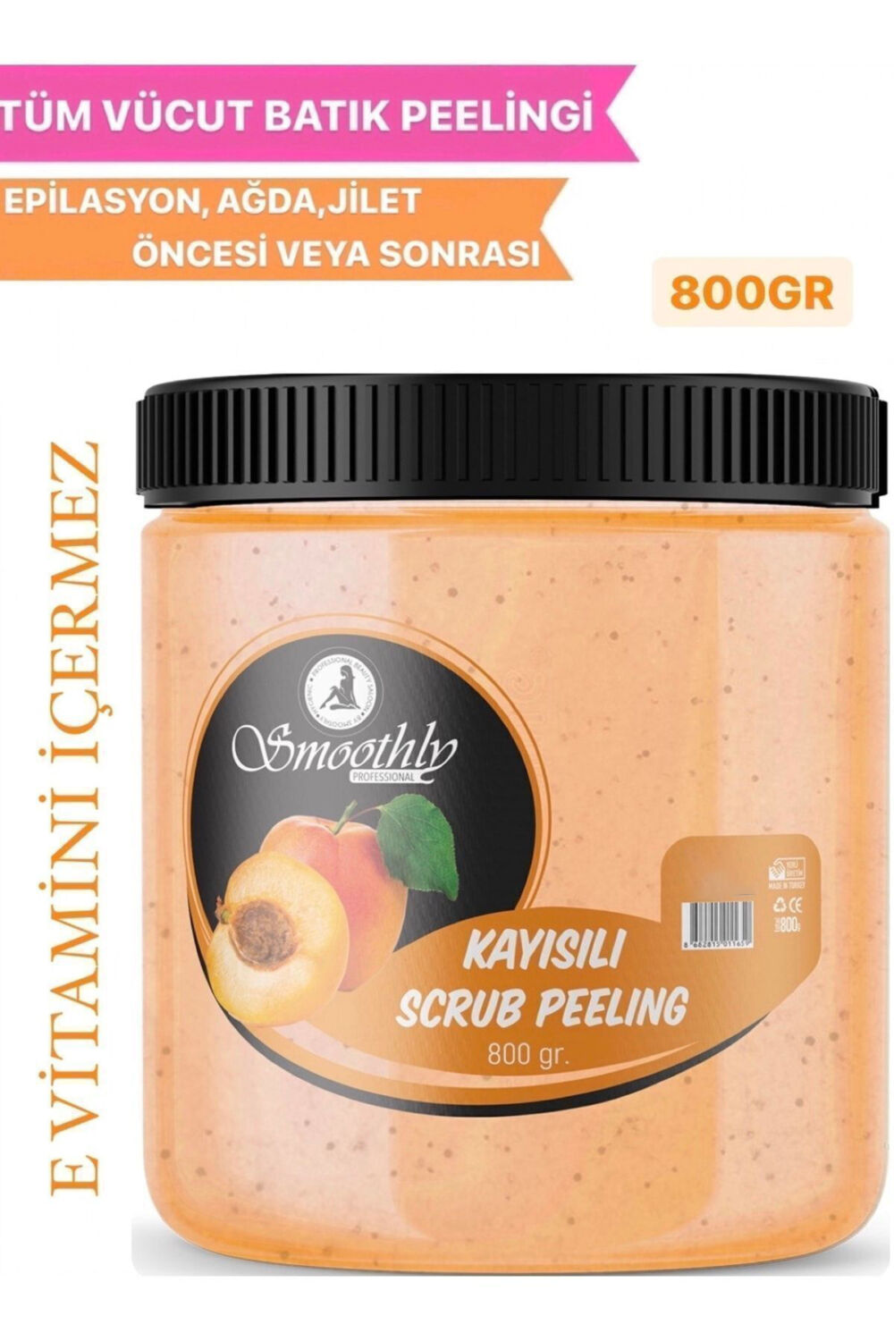 Smoothly Kayısı Peeling 800 G. Epilasyon Sonrası Vücut Peelingi Batık & Çilek Bacak Onarıcı - Görsel 3