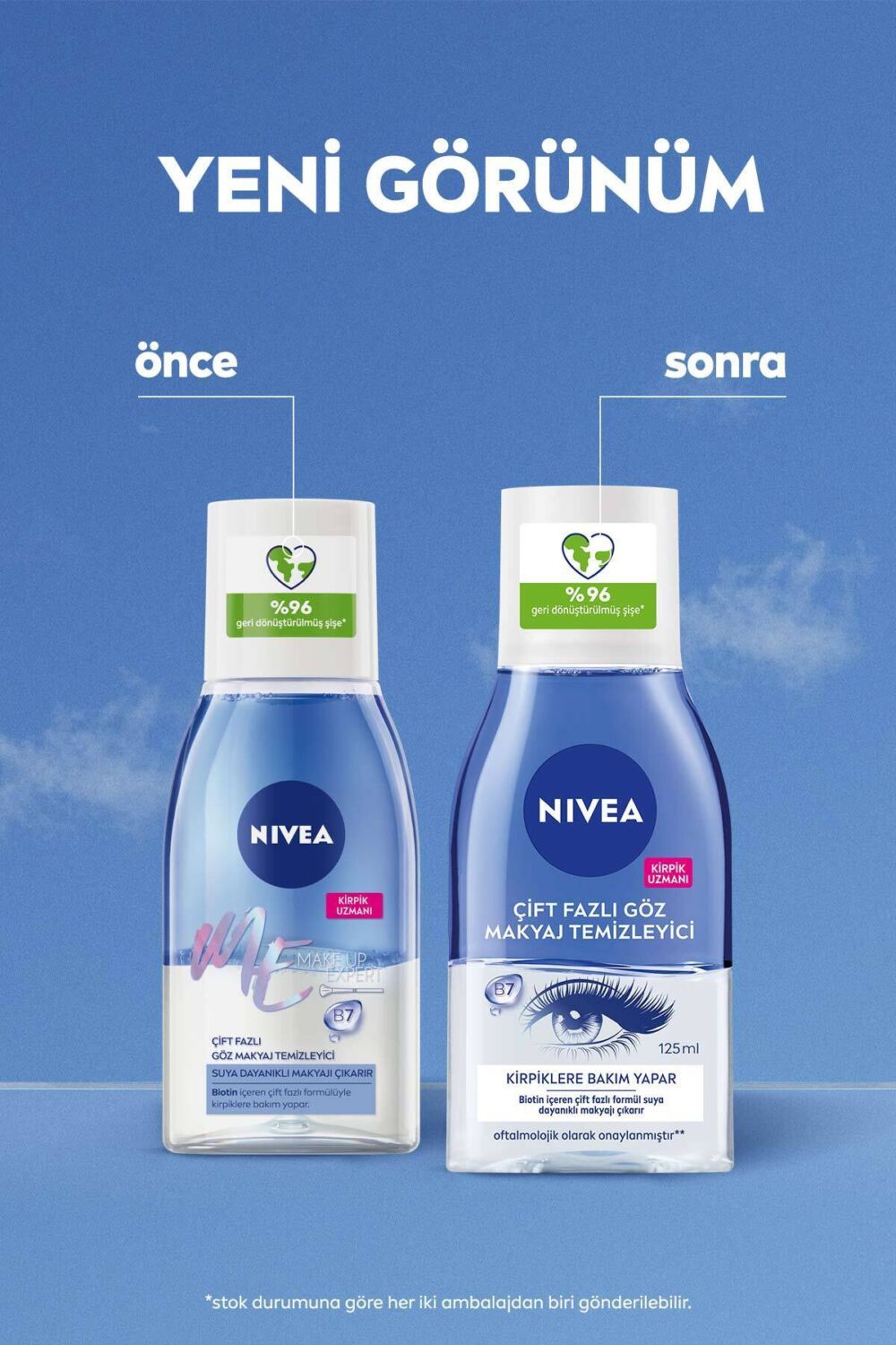 NIVEA Çift Fazlı Göz Makyaj Temizleyici 125 ml,Biotin,Kirpik Bakımı,Suya Dayanıklı Maskara ve Makyaj - Görsel 2