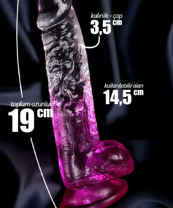Alternative view of FEMSTAR Ultra Yumuşak Şeffaf 19 Cm Jel Dokuda Mor ve Şeffaf Çift Renkli Strapon Kemerli Penis Takma Dildo
