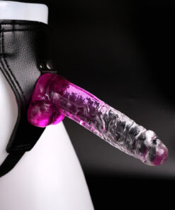 FEMSTAR Ultra Yumuşak Şeffaf 19 Cm Jel Dokuda Mor ve Şeffaf Çift Renkli Strapon Kemerli Penis Takma Dildo - Görsel 3